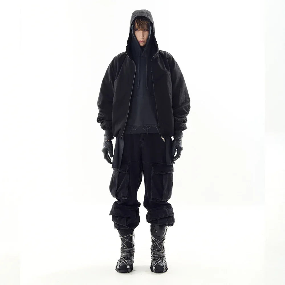 Utility Cargo Washed Denim Pants - BLR BLUER - VENTURER