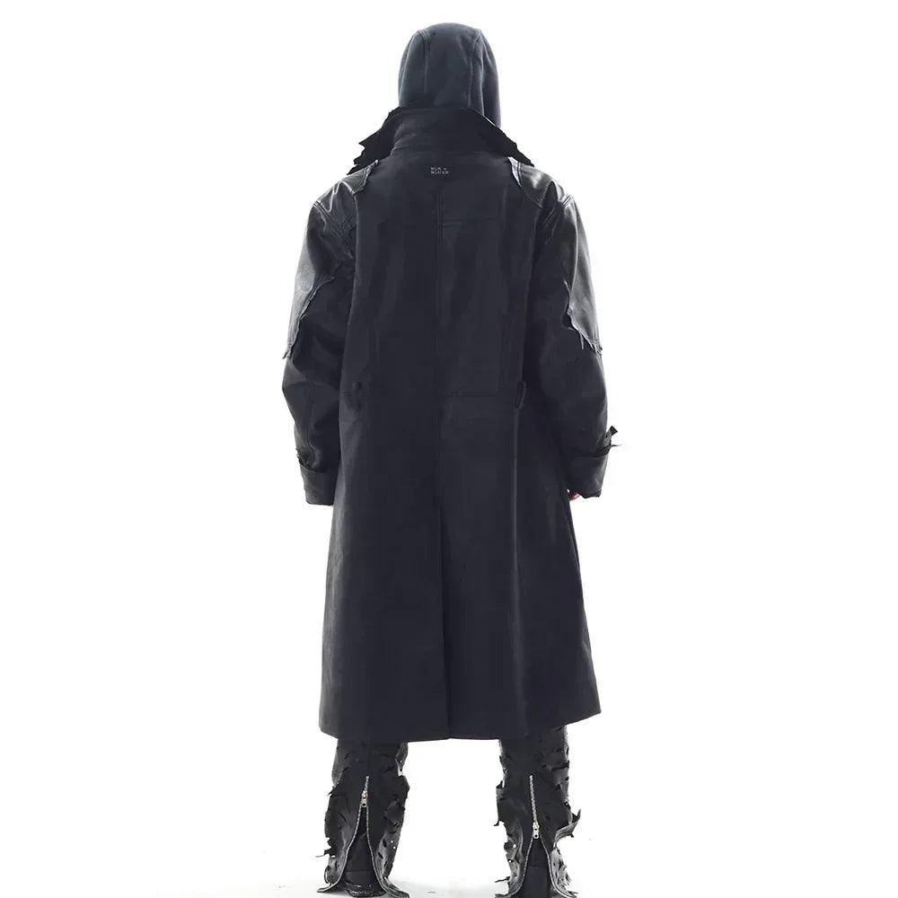 Lambskin Coated Denim Mixed Long Coat - BLR BLUER - VENTURER