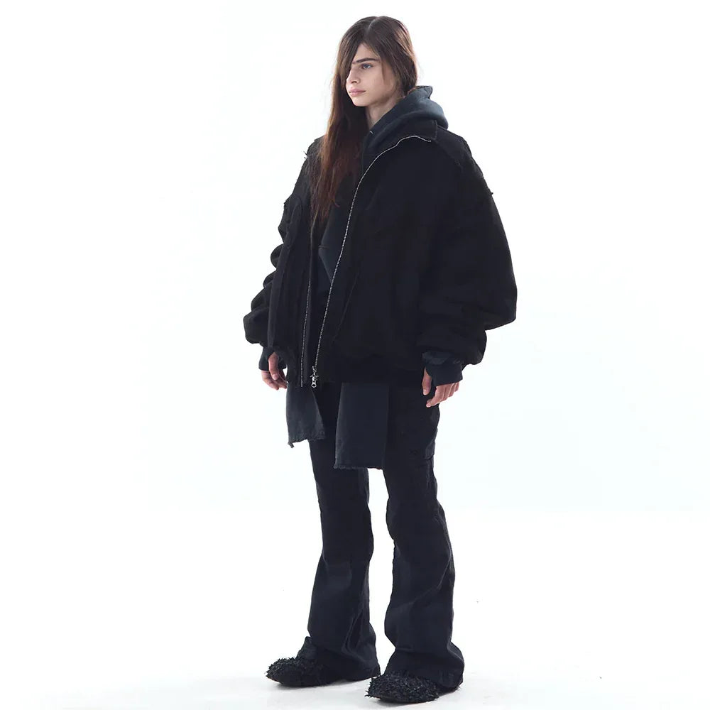 Heavy Texture Wool Linen Puffer Jacket - BLR BLUER - VENTURER