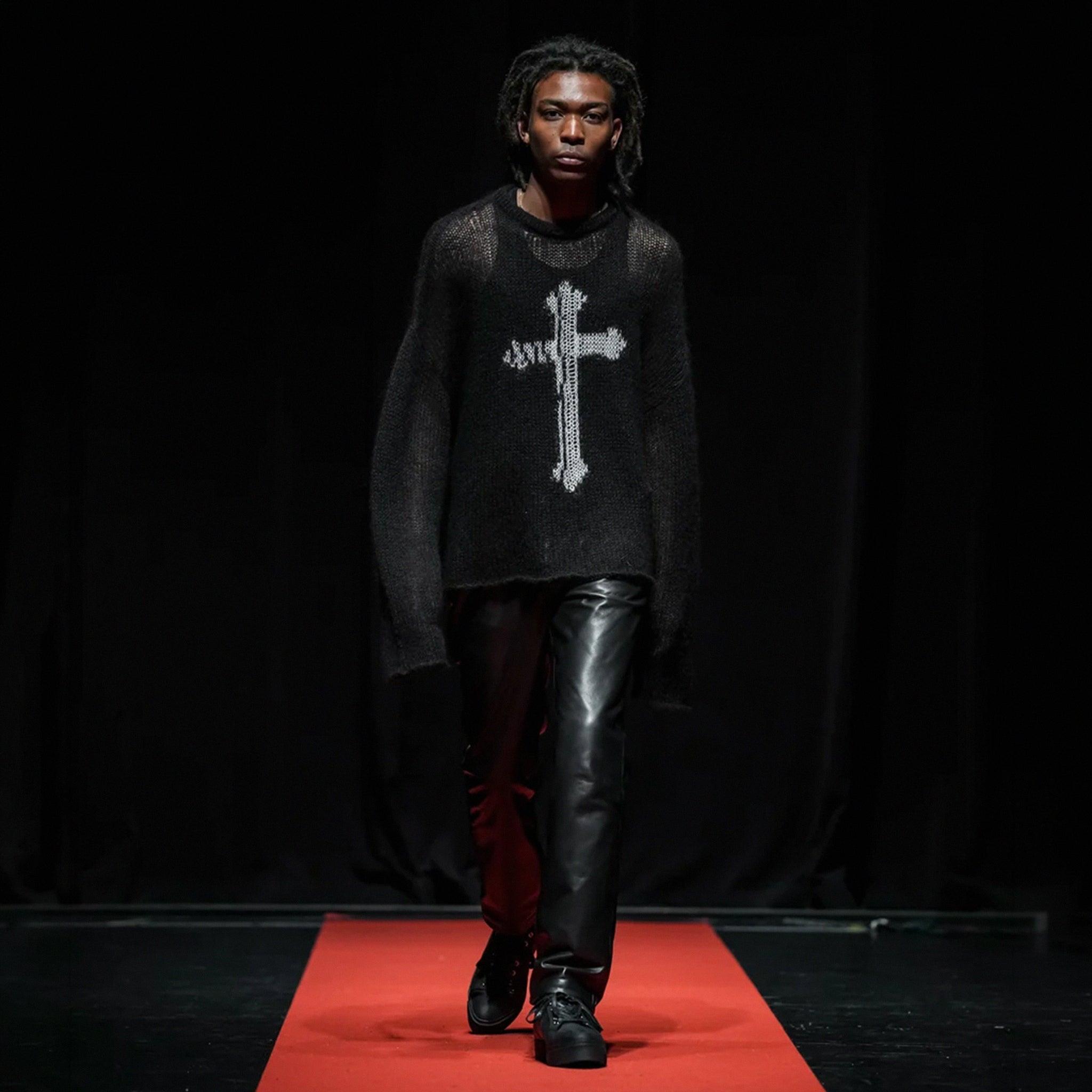 Cross See-through Knit Sweater