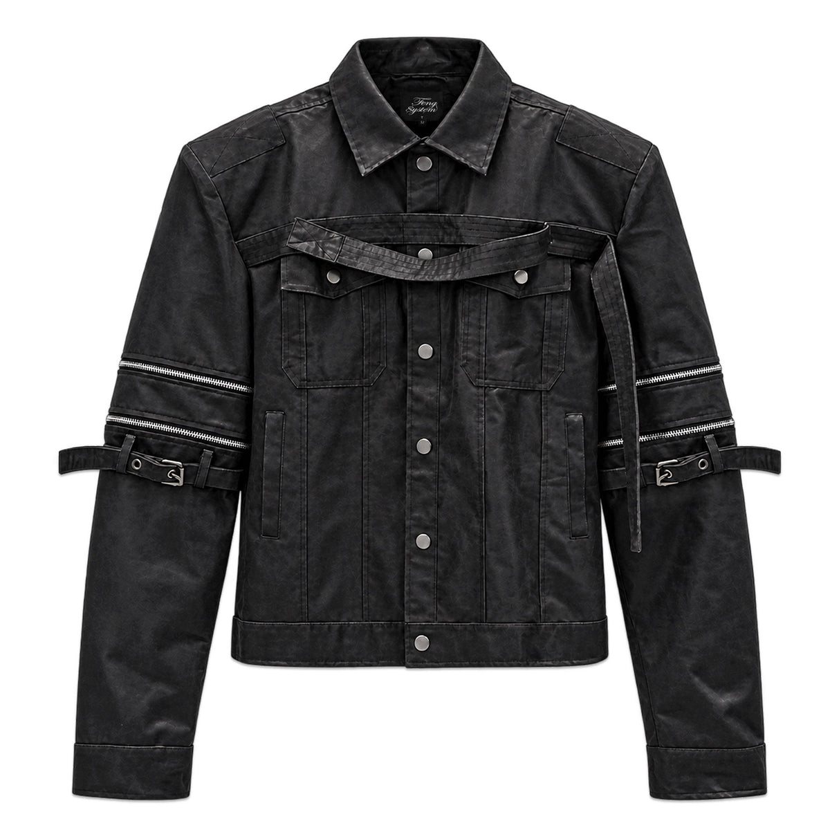 Military Leather Trucker Jacket