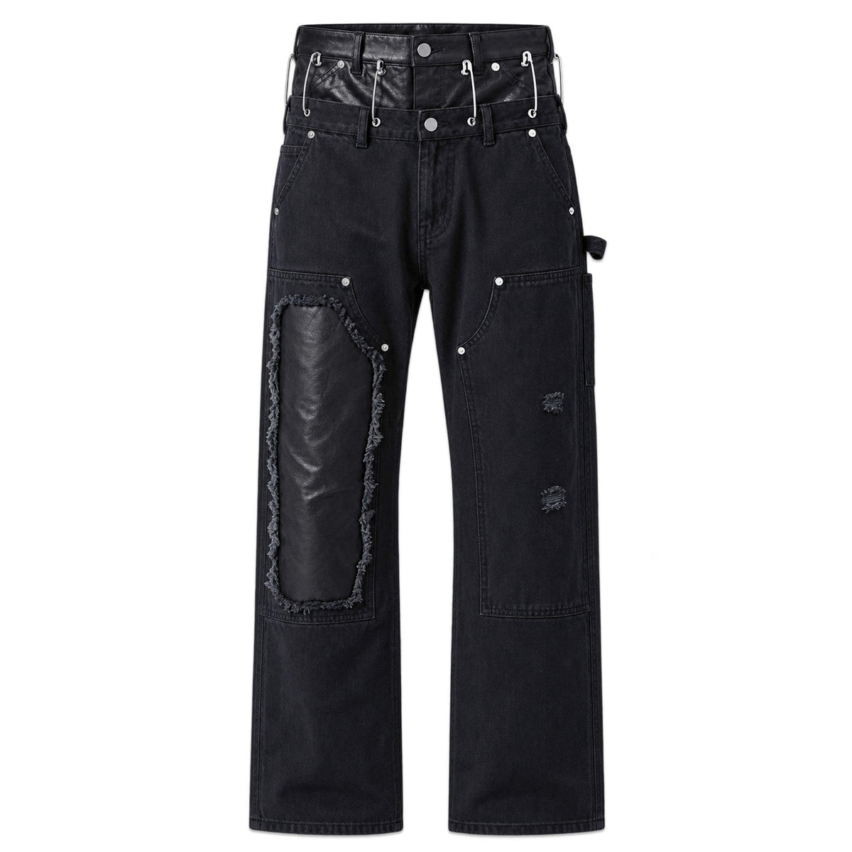 Saefty Pin Leather Denim Double Knee