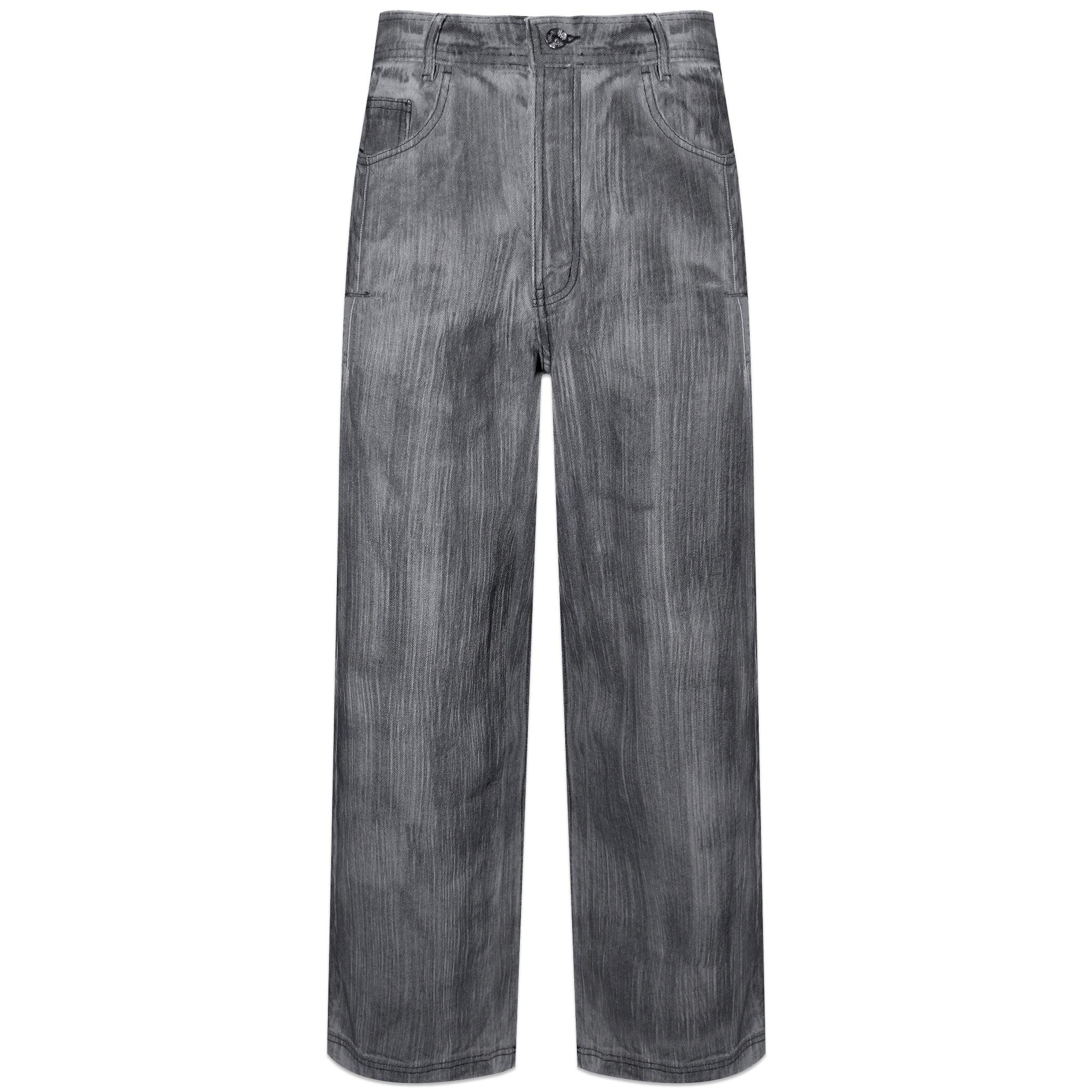 Brushed Oil Washed Wide Denim Pants