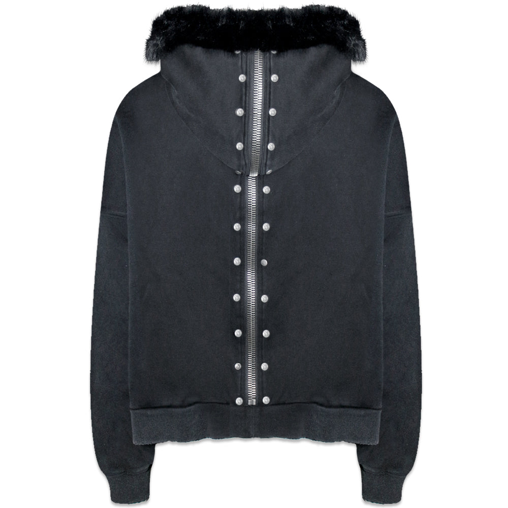 Nyra Zip-Up Jacket with Detachable Fur Hood
