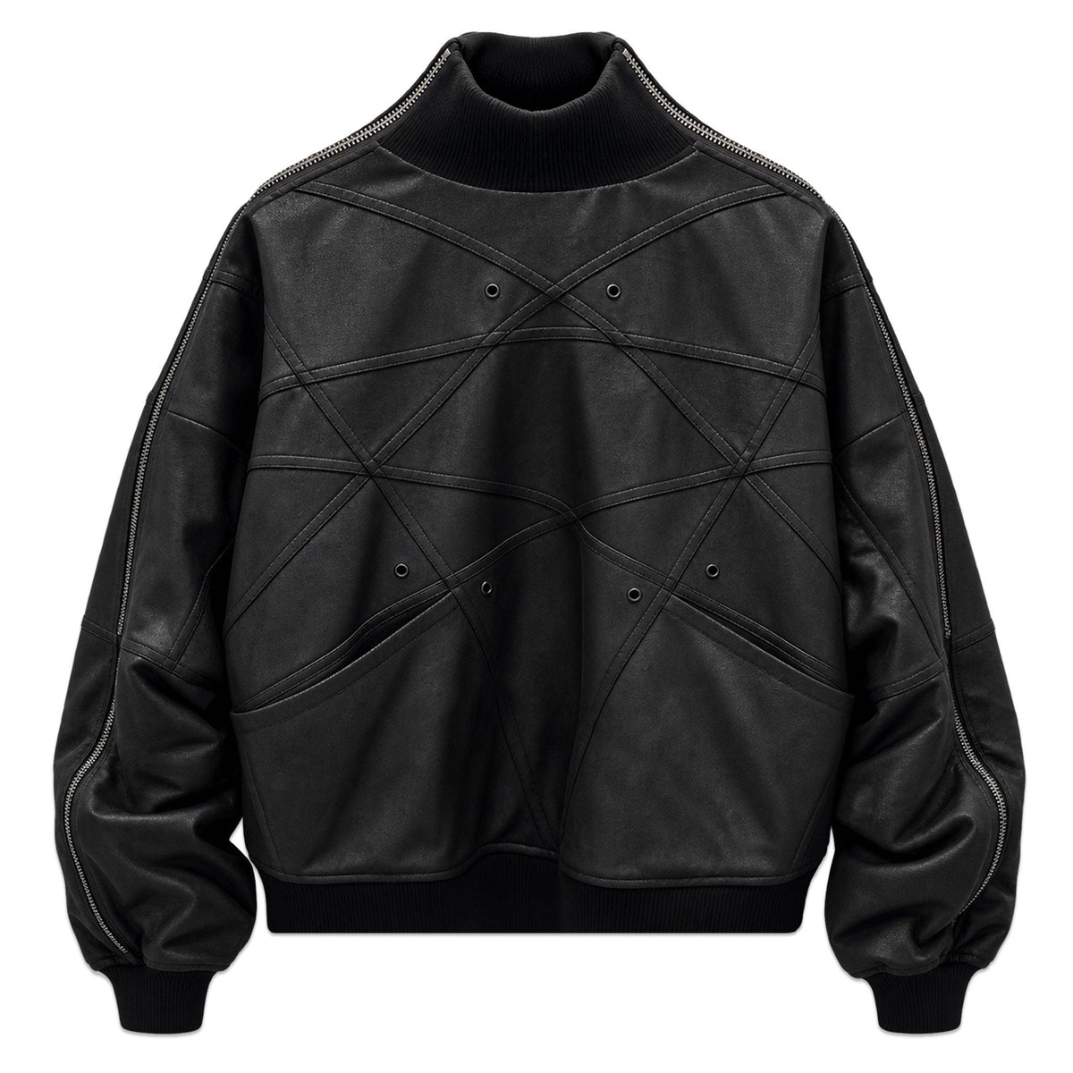Rue Faux Leather Bomber Jacket with Side Zippers