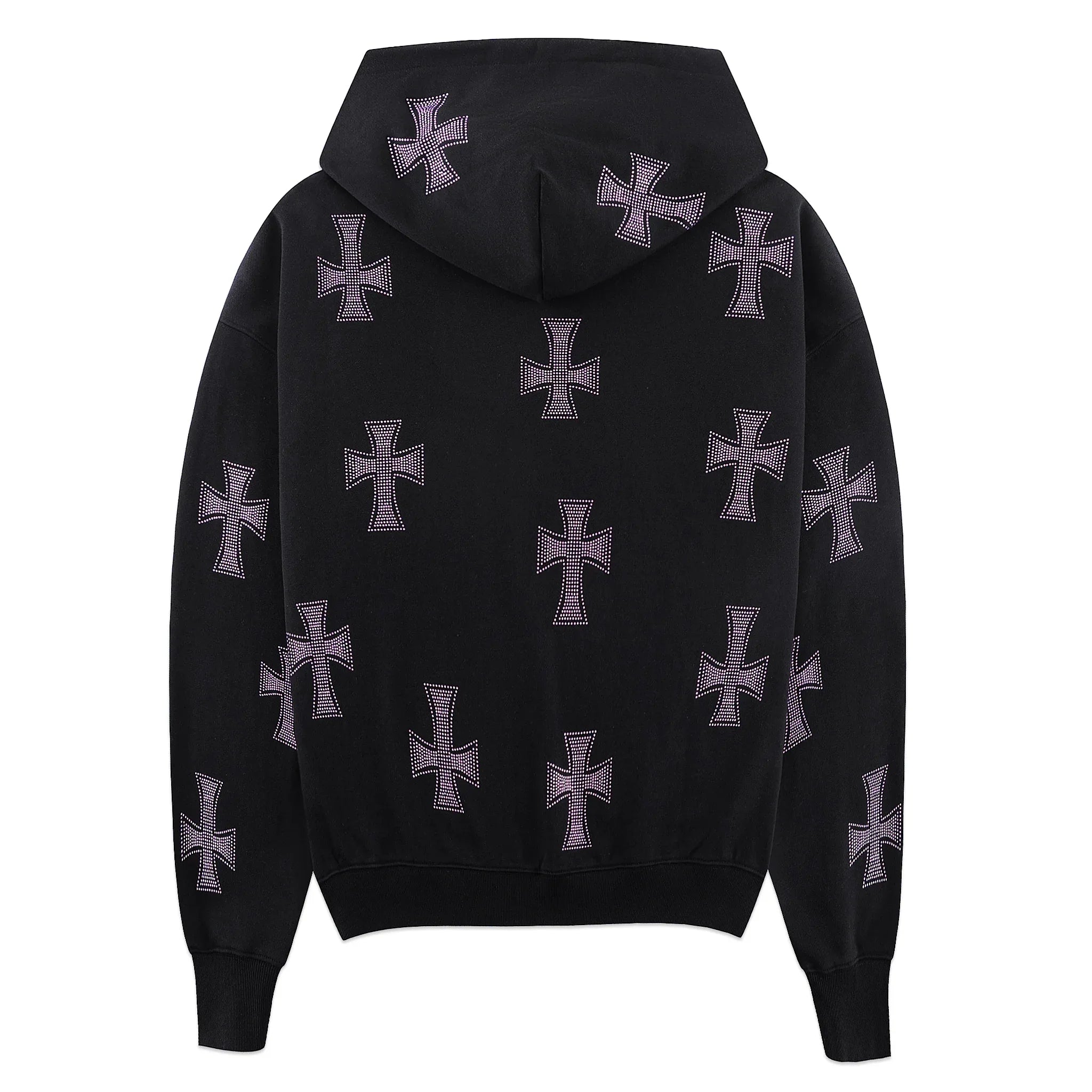 Cross Rhinestone Zip Up Hoodie - UNKNOWN LONDON - VENTURER