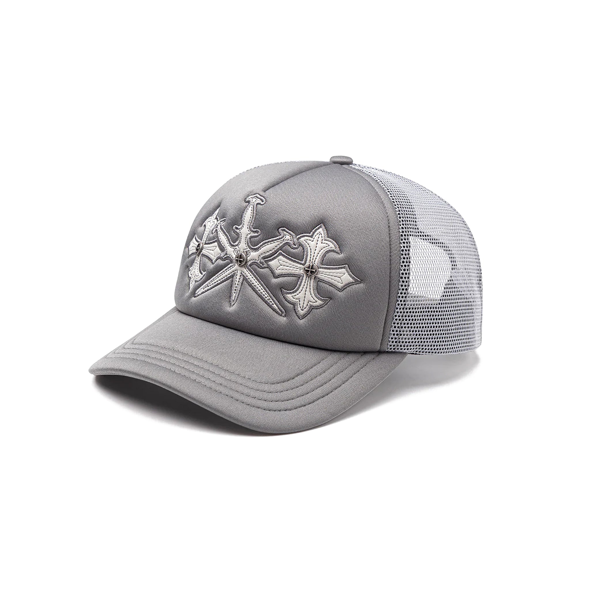 Dagger Cross Leather Patch Mesh Cap