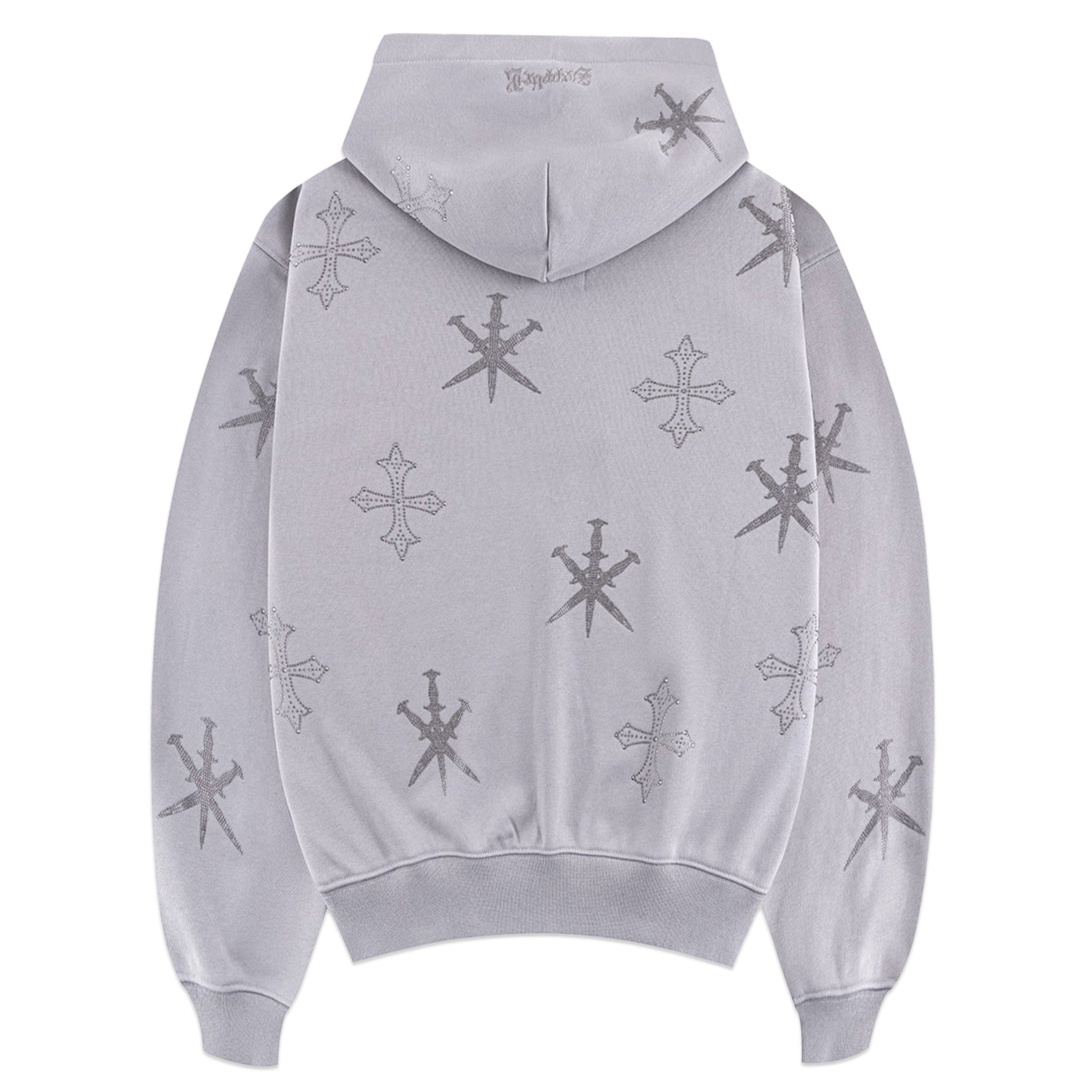 Dagger Cross Rhinestone Zip Hoodie