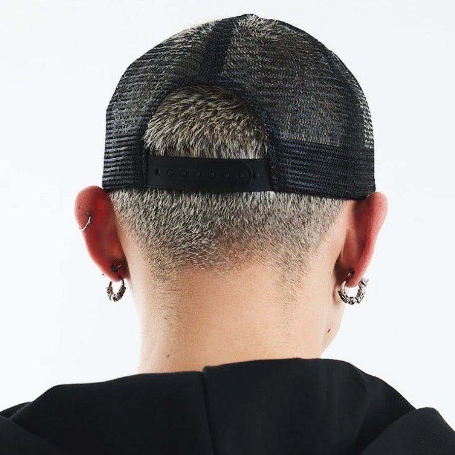 Dagger Cross Leather Patch Mesh Cap