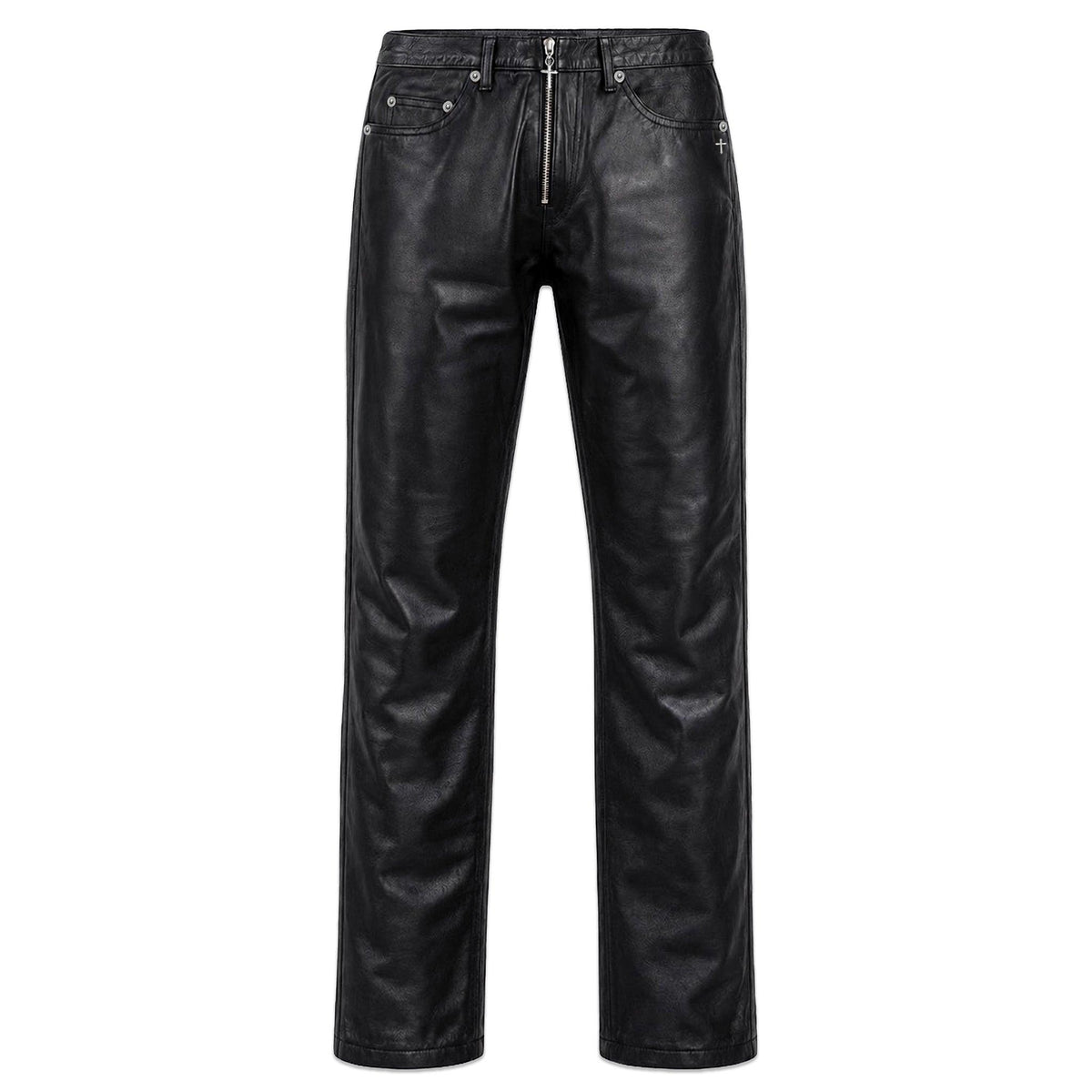 Front Zip Leather Pants