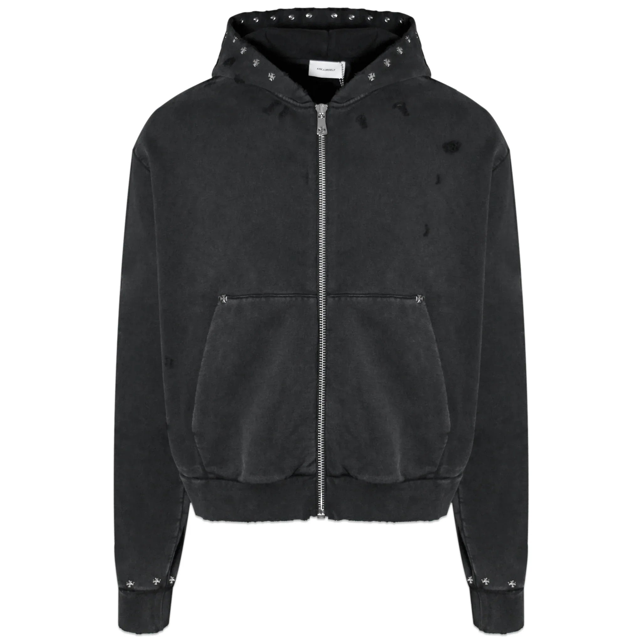 Cross Studded Destroyer Zip Hoodie