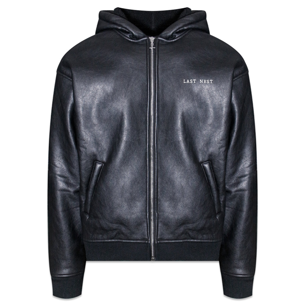 Faux Leather Boa Hoodie