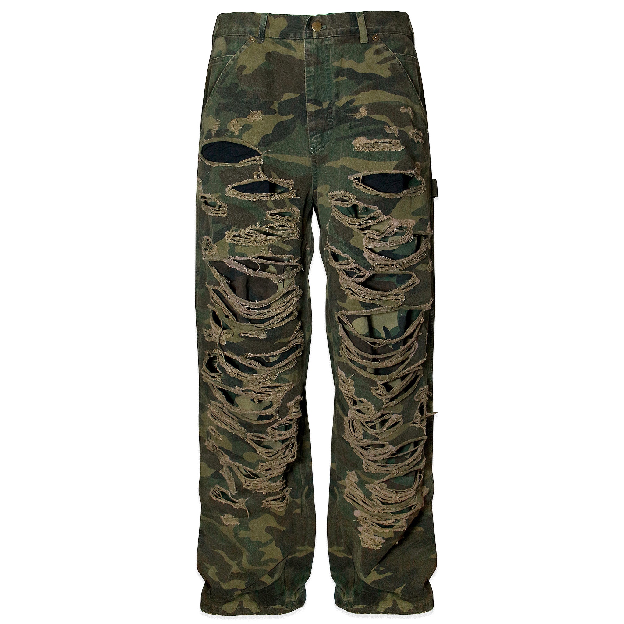 Double Layered Distressed Camo Pants
