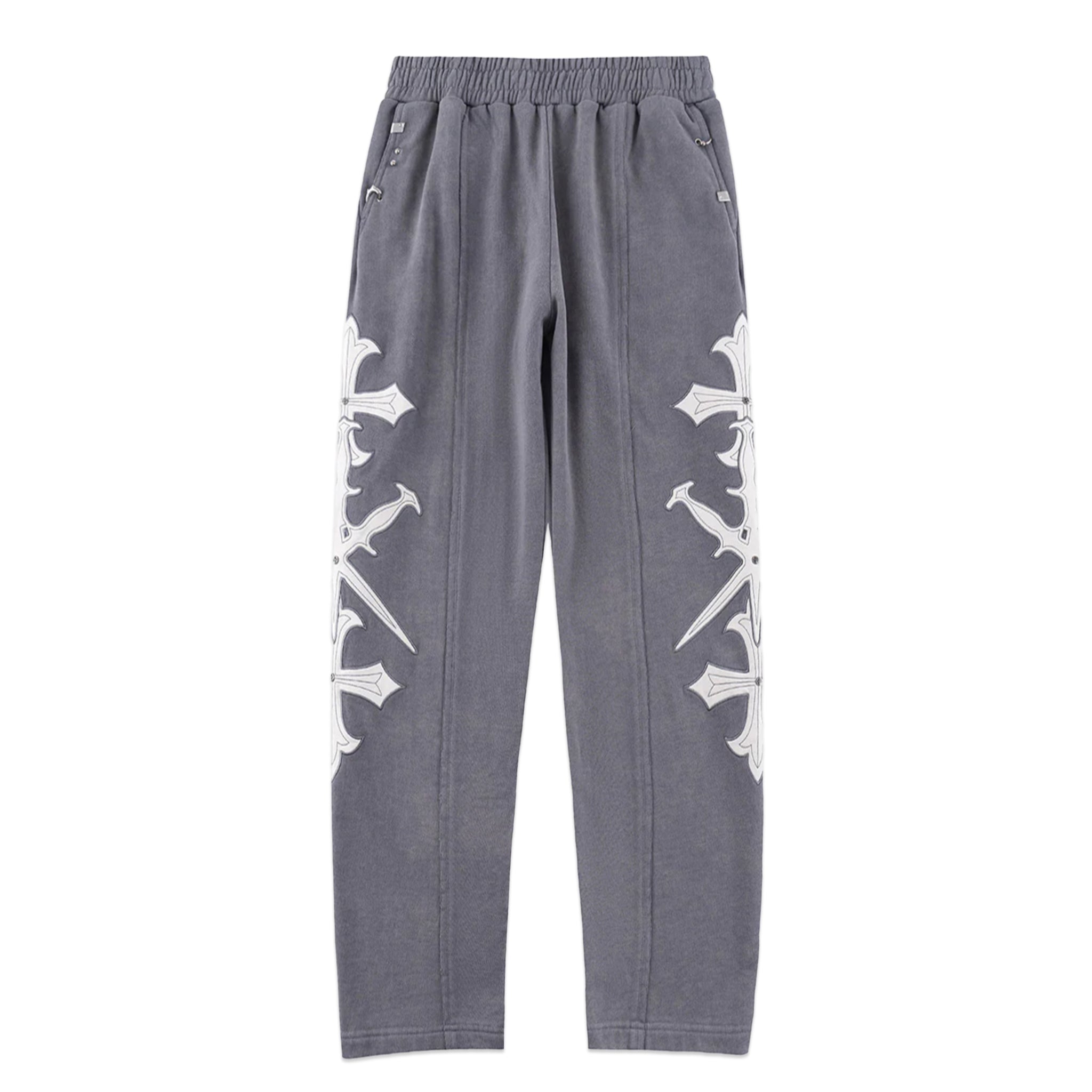 Dagger Cross Leather Patch Baggy Jogger Pants