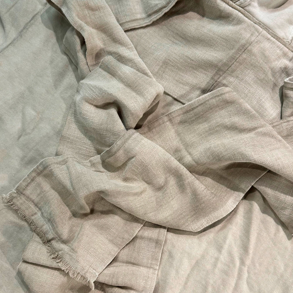 Dyed Raw-edged Hoodie with Linen Muffler