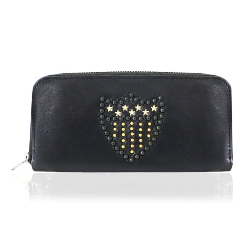 Shield Star & Stripe Zipper Large Wallet