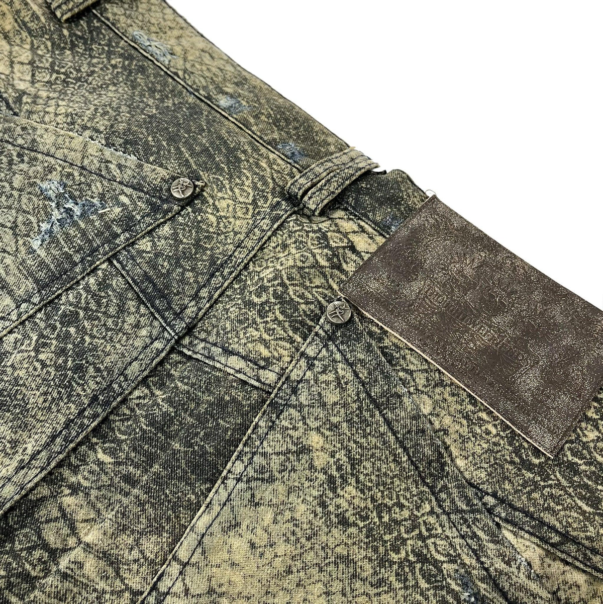 Kelsey Waxed Distressed Baggy Denims with Studs