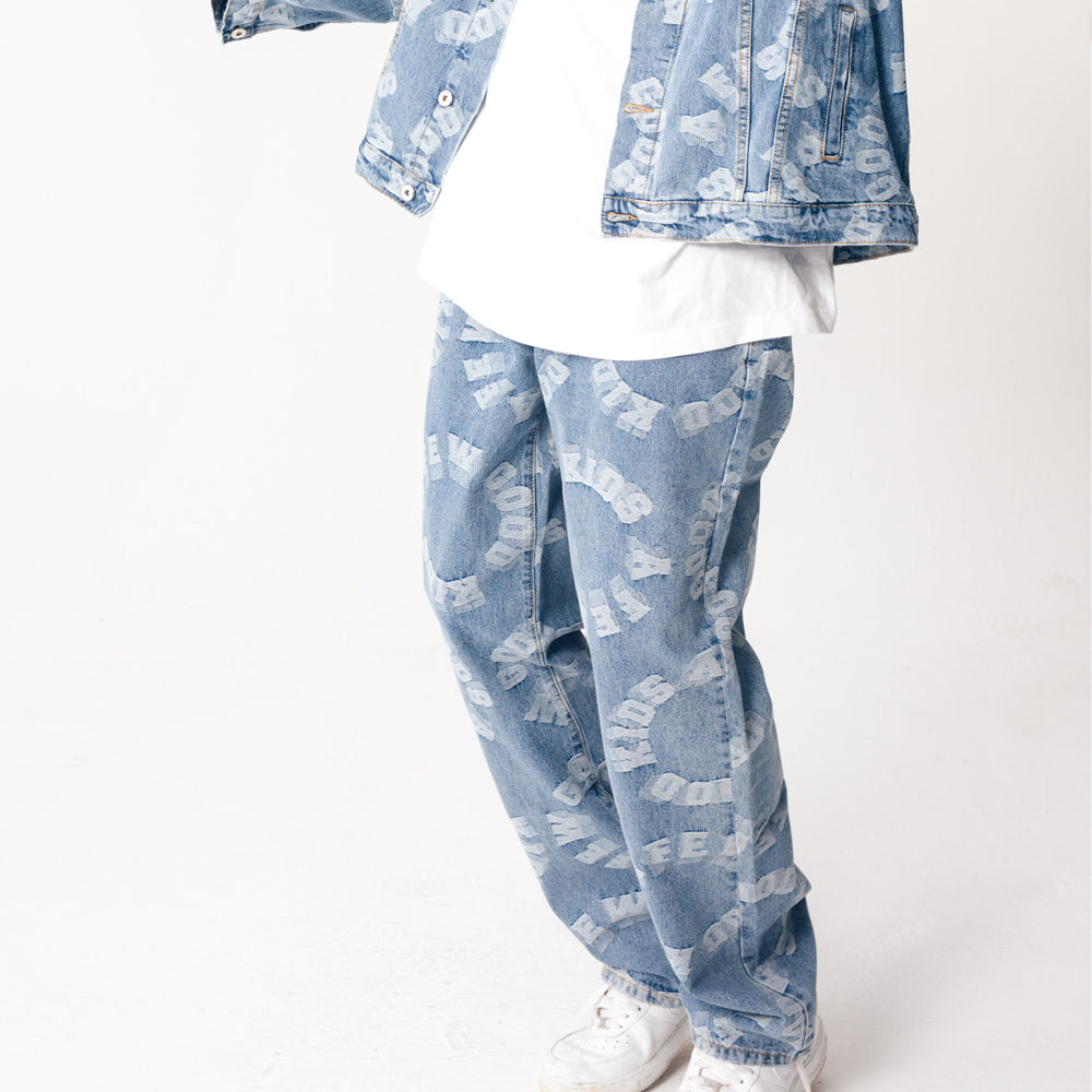 All Over Logo Denim Pants
