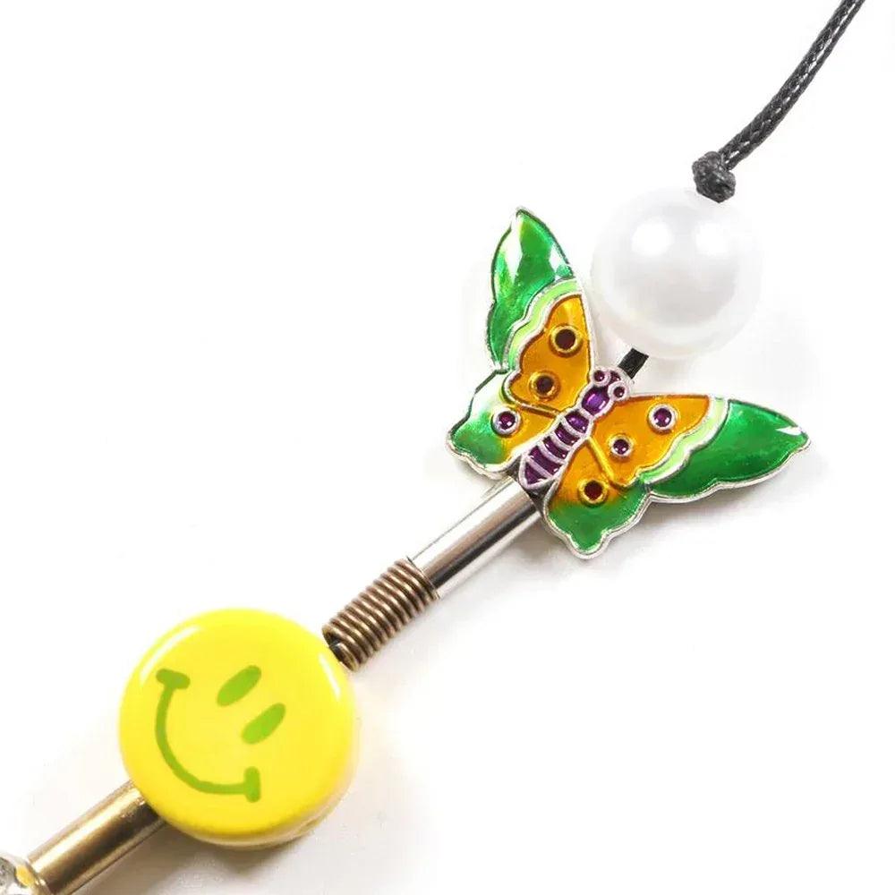 EVAE+MOB product page - EVAE Smiley Pearl Necklace - Green-Multi