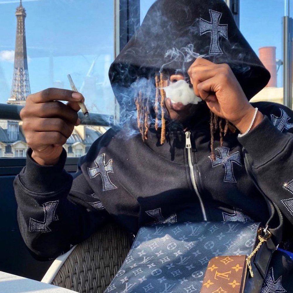 Cross Rhinestone Zip Up Hoodie