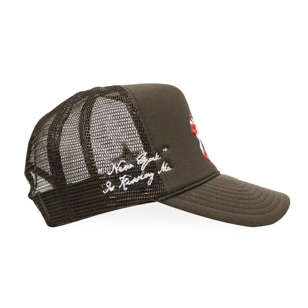 LA ROPA Product Page - NY Is Kissing Me Trucker Hat - Brown - VENTURER