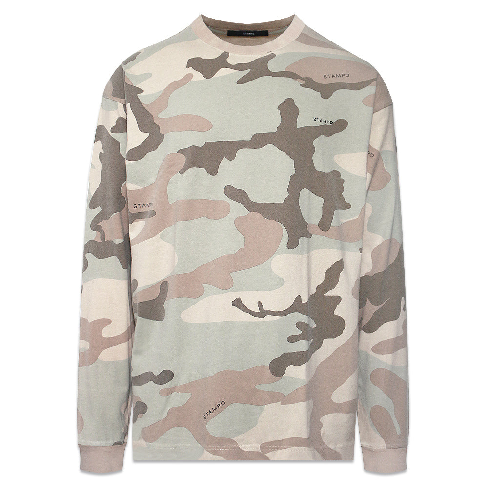 Camo Palm Relaxed Ls Tee