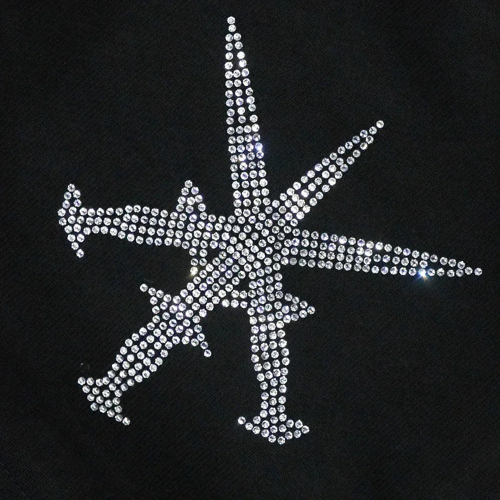 UNKNOWN LONDON Product Page - Dagger Rhinestone Zip Hoodie - Black