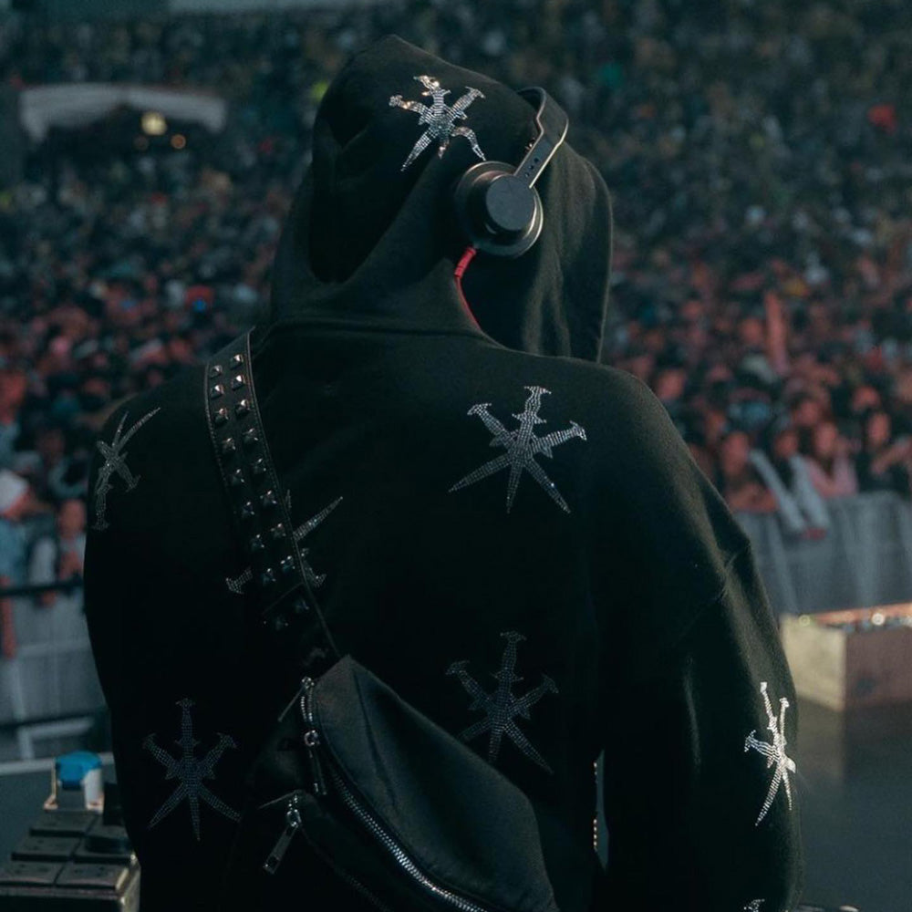 Dagger Rhinestone Zip Hoodie