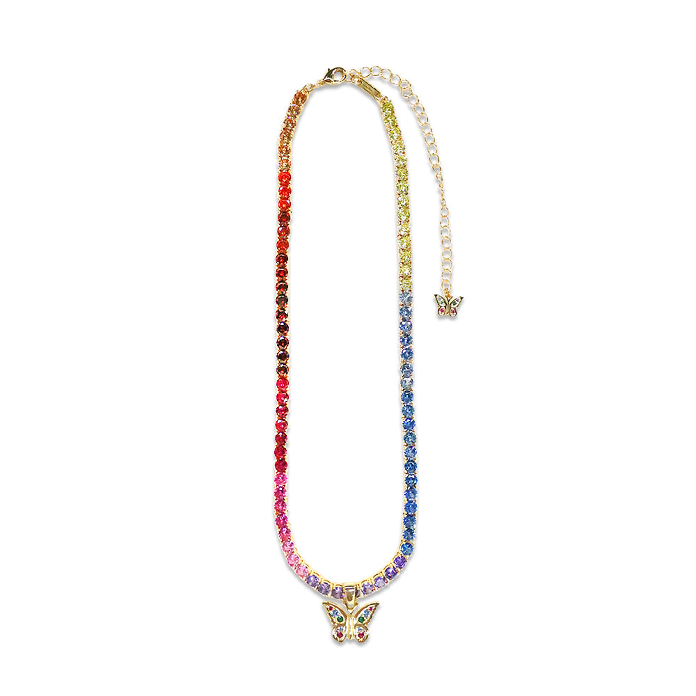 Rainbow Zirconia Angel Necklace