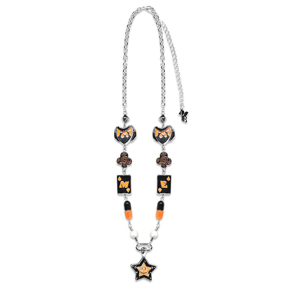 Orange Lucky Star Smiley Necklace