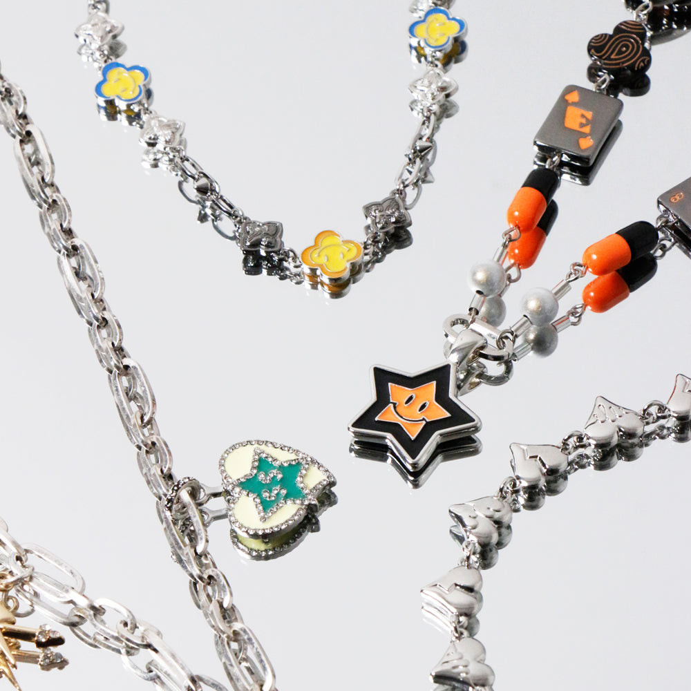 Orange Lucky Star Smiley Necklace