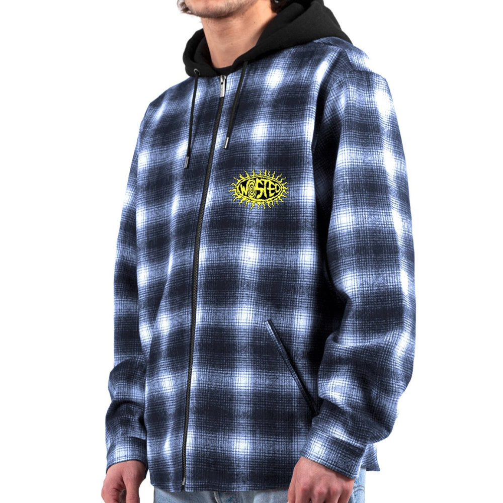 Shadow Plaid Love Hooded Shirt