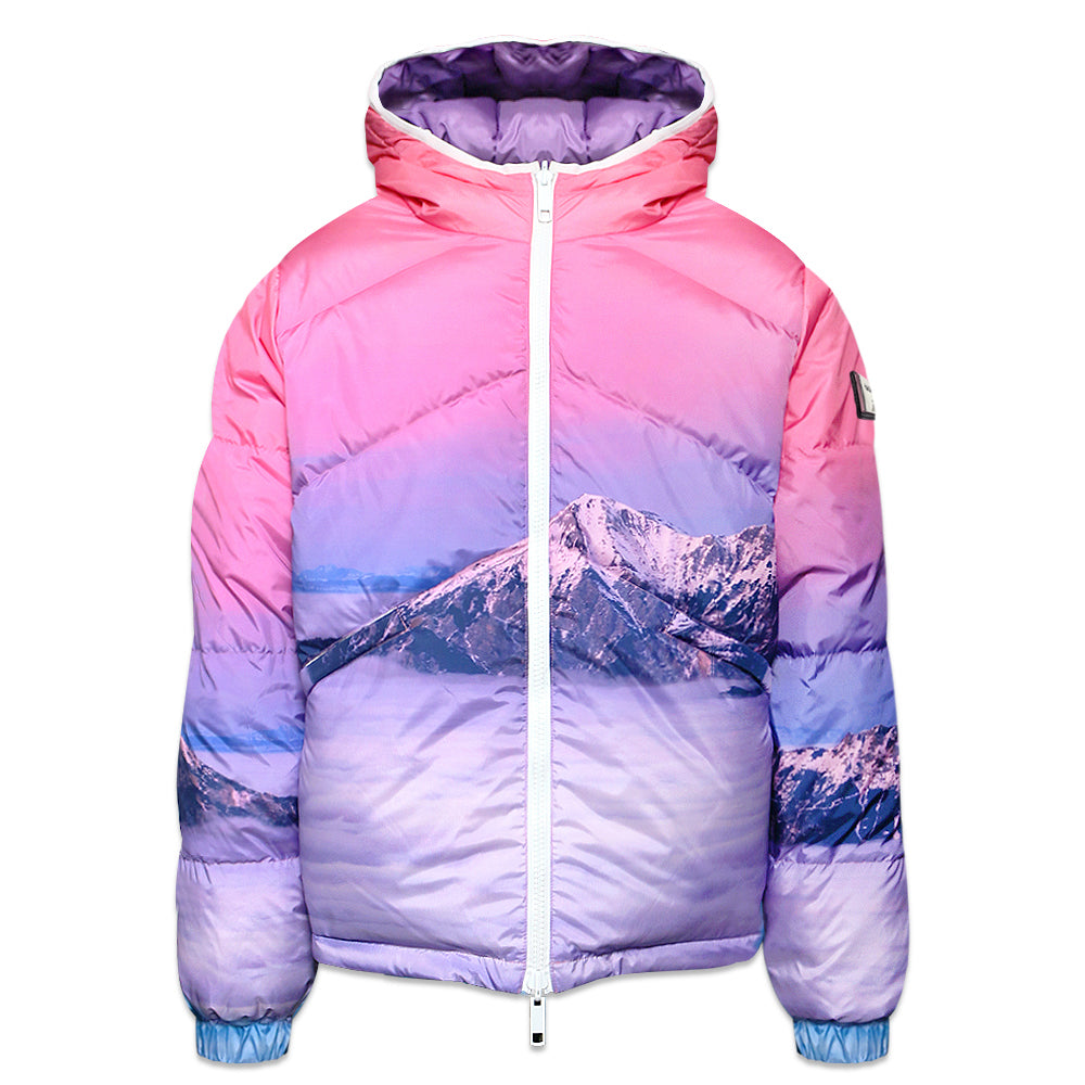 Mountain Scenery Reversible Puffer Jacket