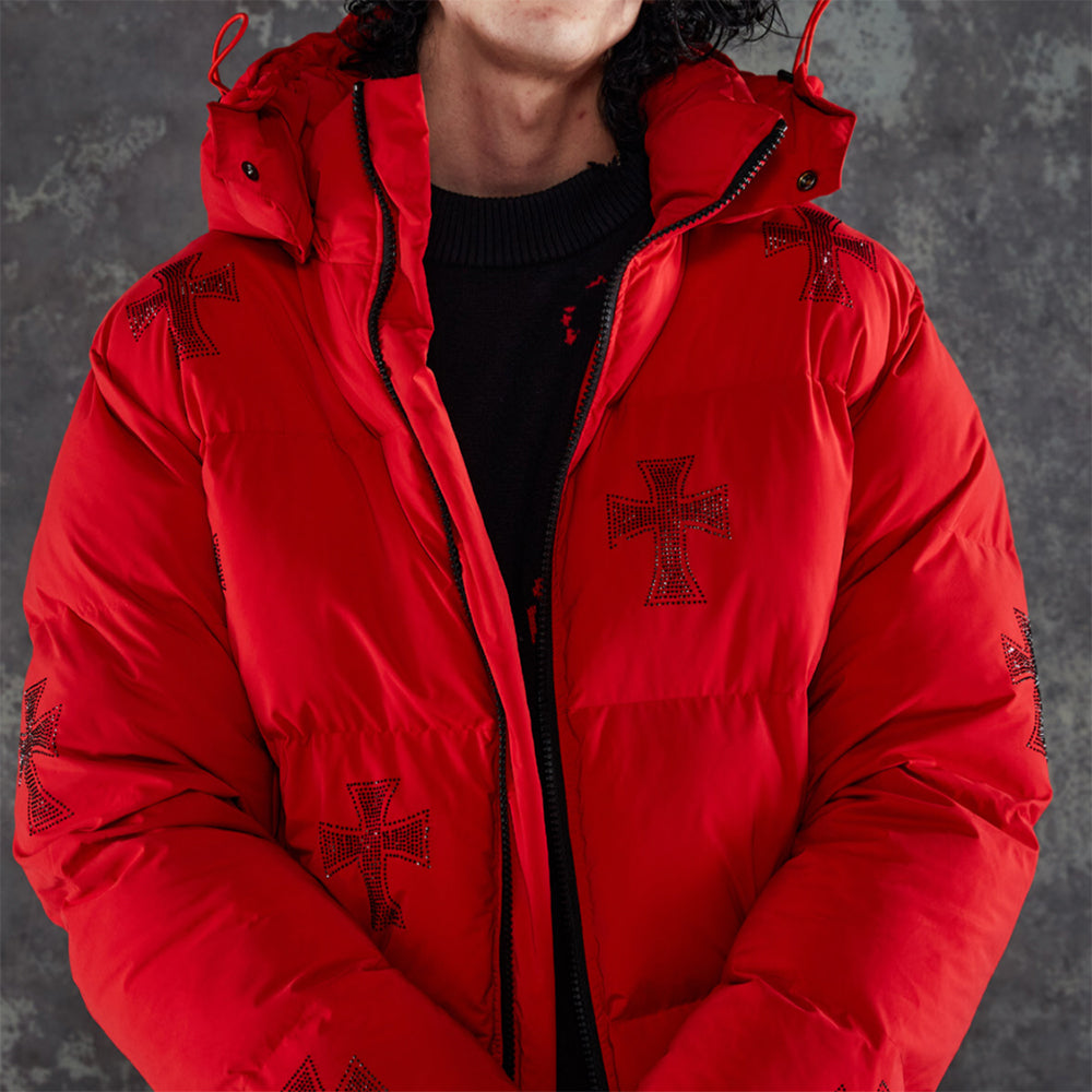 Cross Rhinestone Puffer Jacket