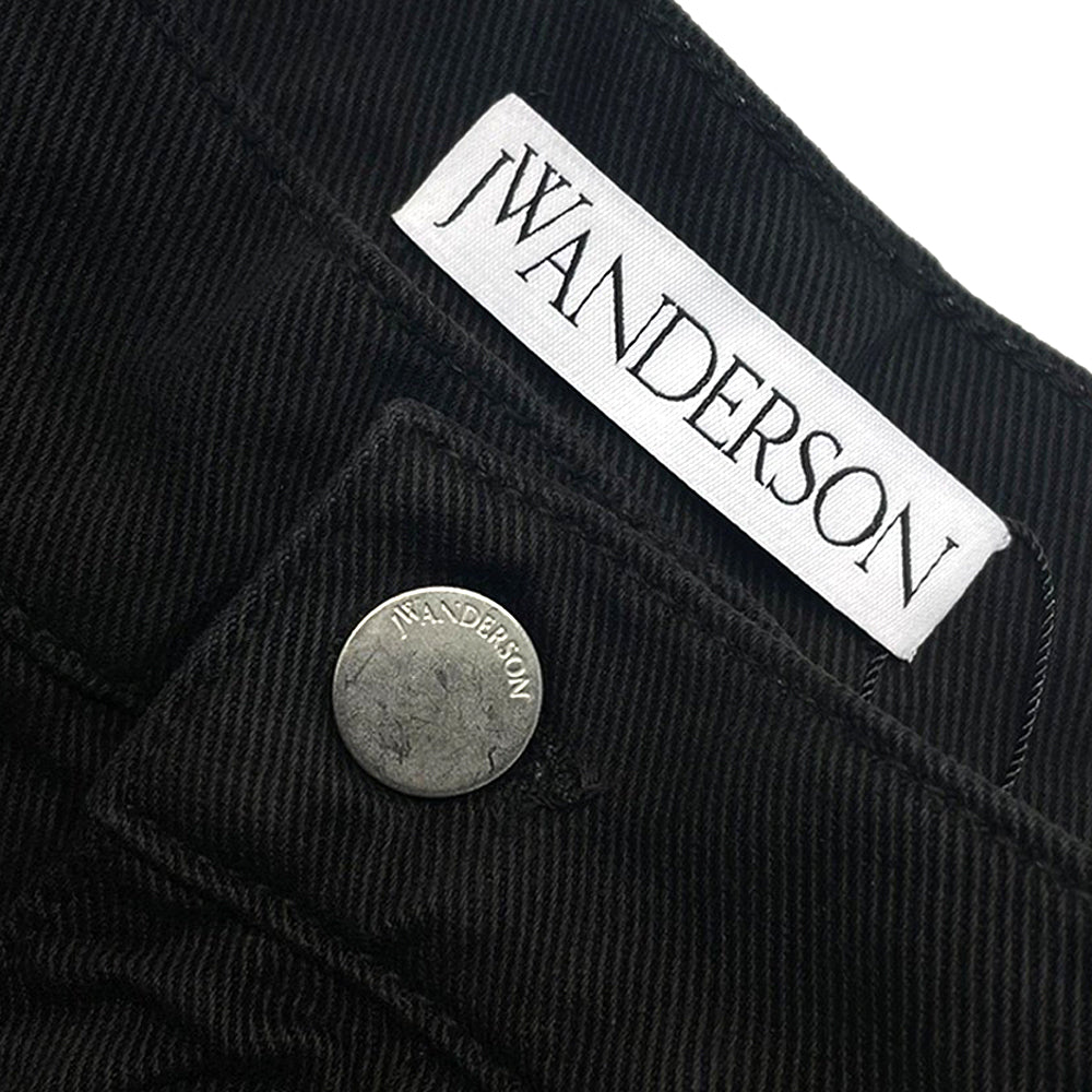 Logo Grid Cuff Wide Leg Jeans