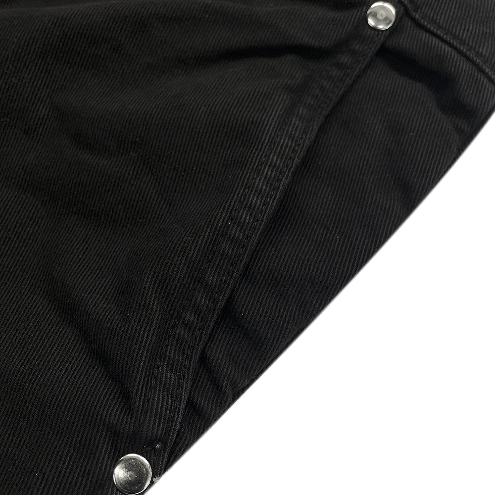 Logo Grid Cuff Wide Leg Jeans