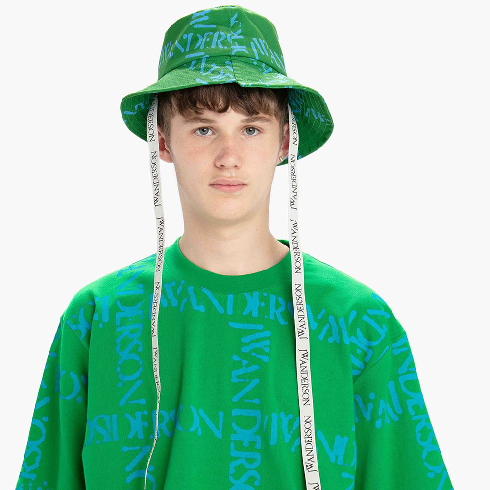 Logo Grid Asymmetric Bucket Hat