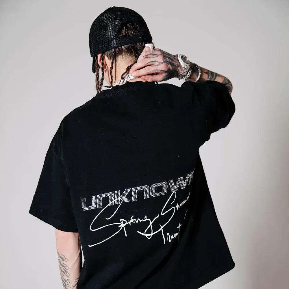 UNKNOWN LONDON tシャツ UNKNOWN LONDON Product Page - Signature Rhinestone Tee - Grey