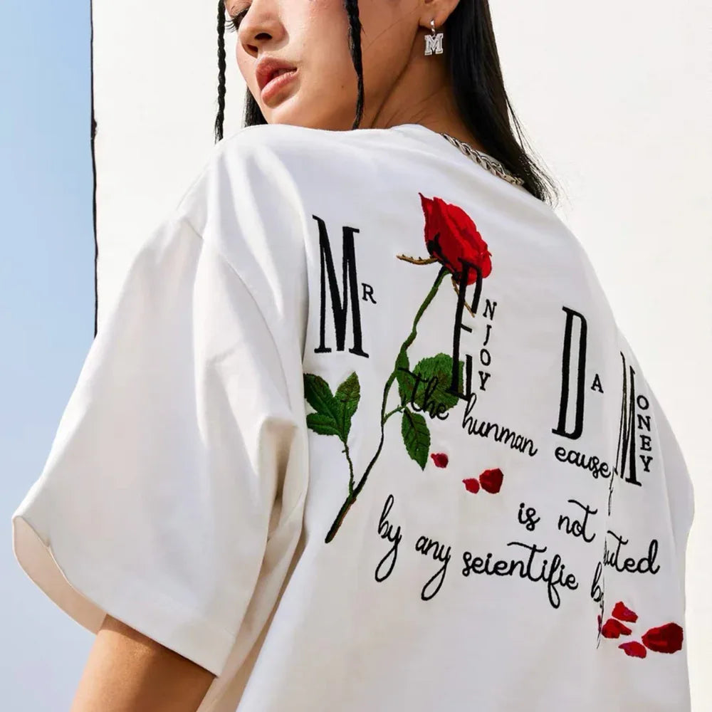 MEDM Embroidery Rose Tee