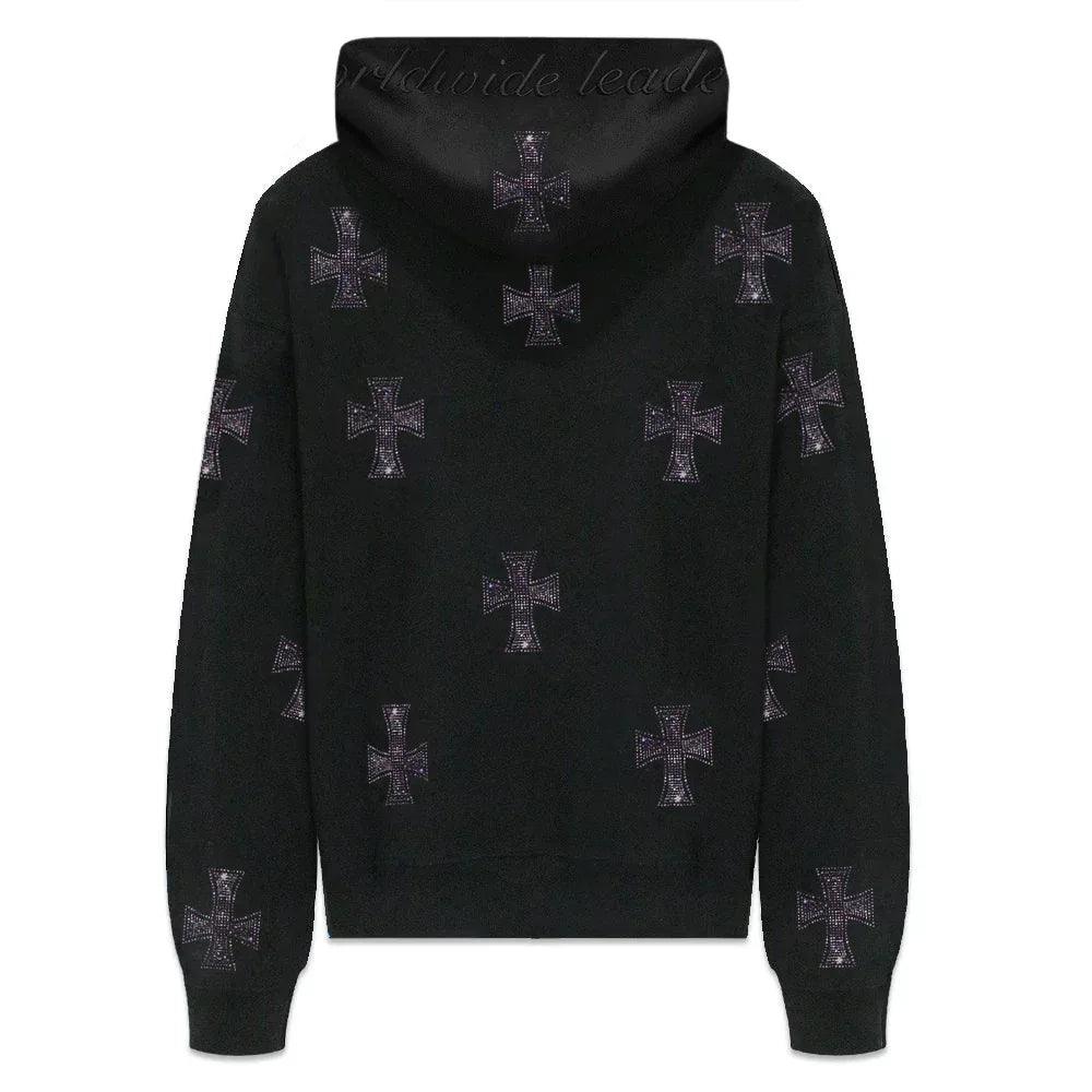 UNKNOWN LONDON Product Page - Cross Rhinestone Zip Up Hoodie