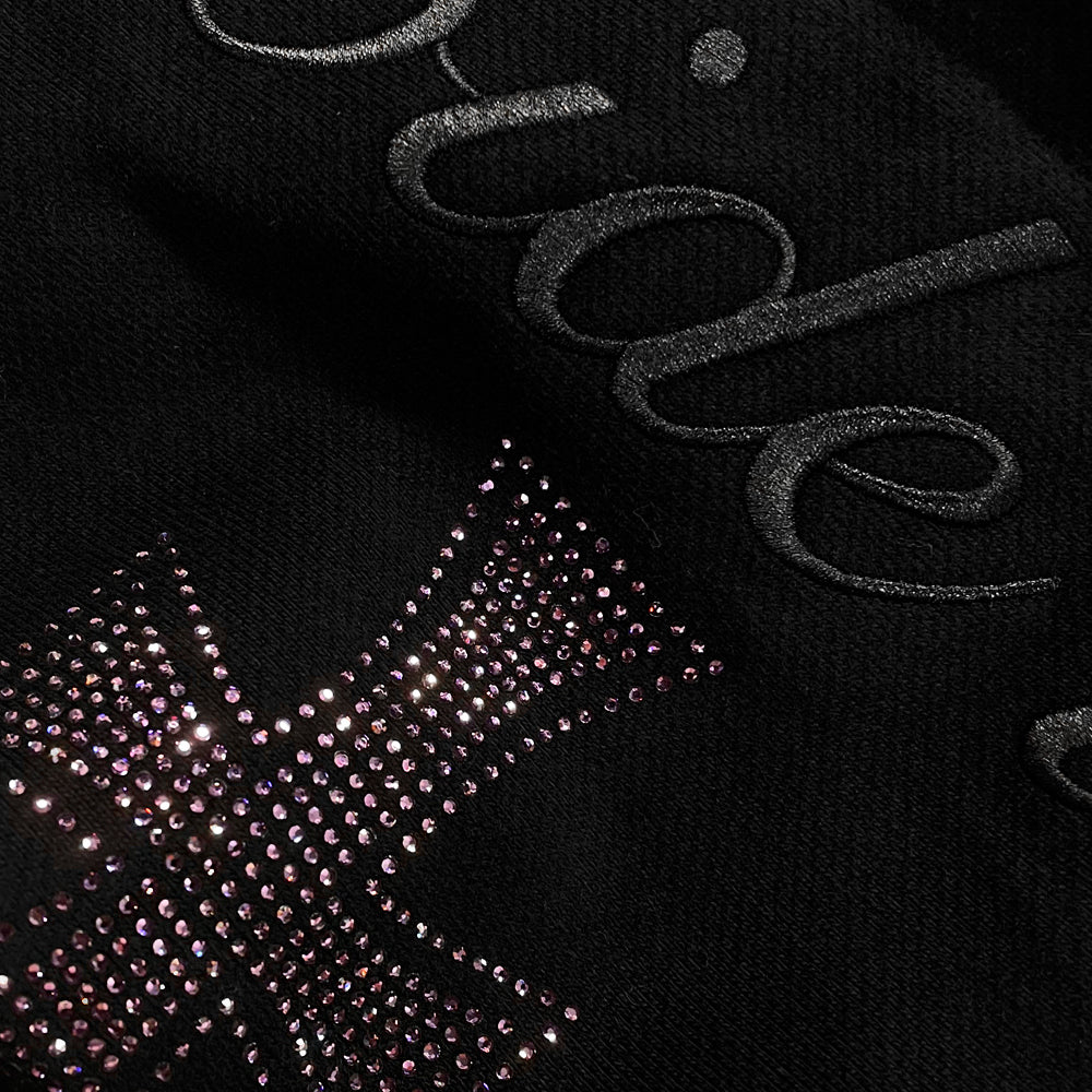 Cross Rhinestone Zip Up Hoodie
