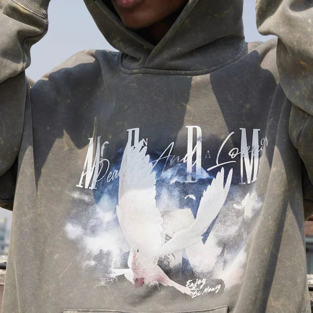MEDM White Dove Print Hoodie