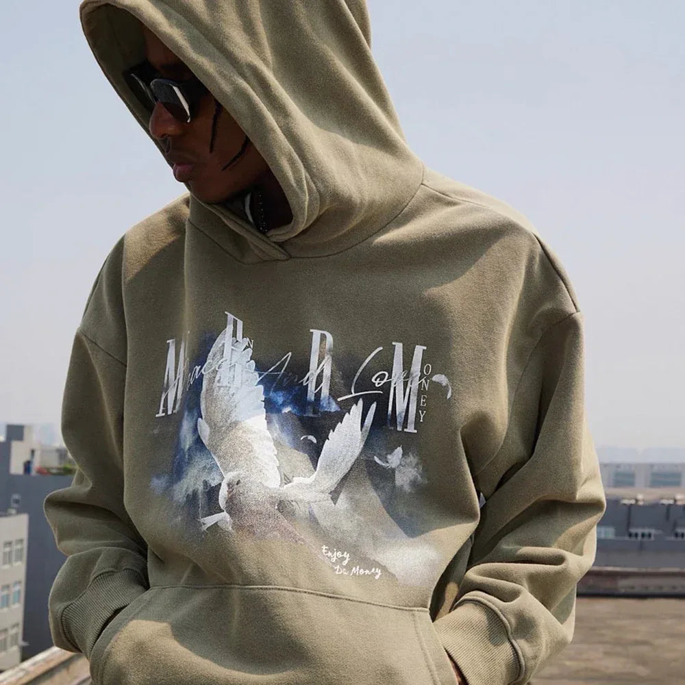 MEDM White Dove Print Hoodie