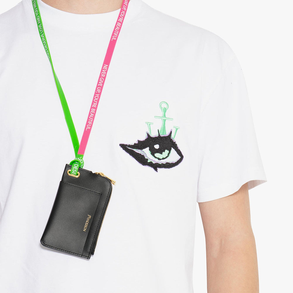 Zip-Up Leather Cardholder With Silicone Strap