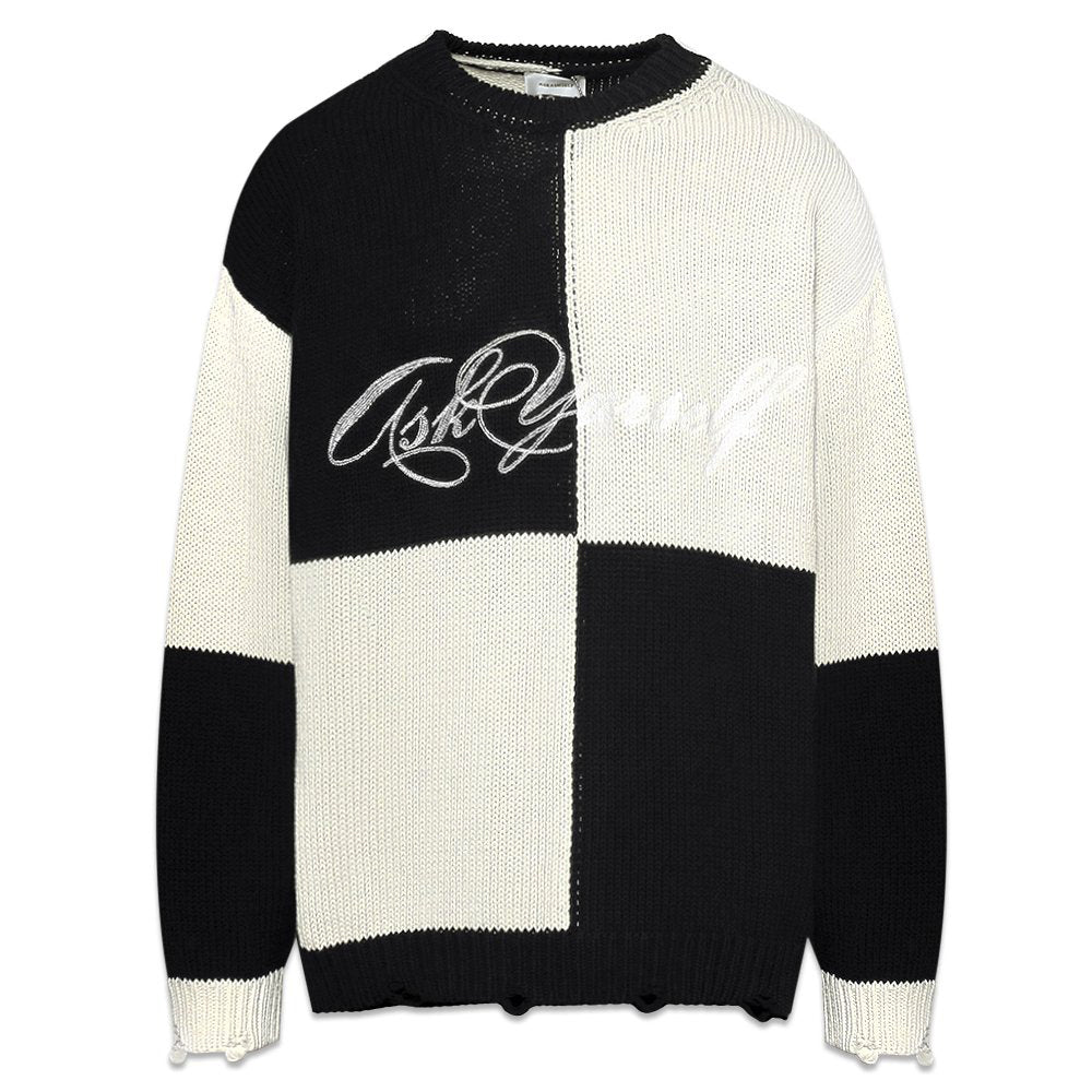 Chunky Checkerd Knit Sweater