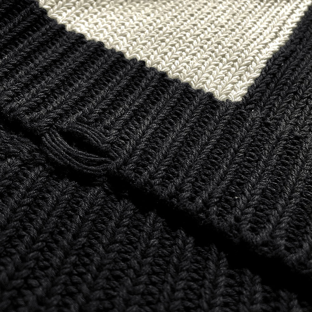 Chunky Checkerd Knit Sweater