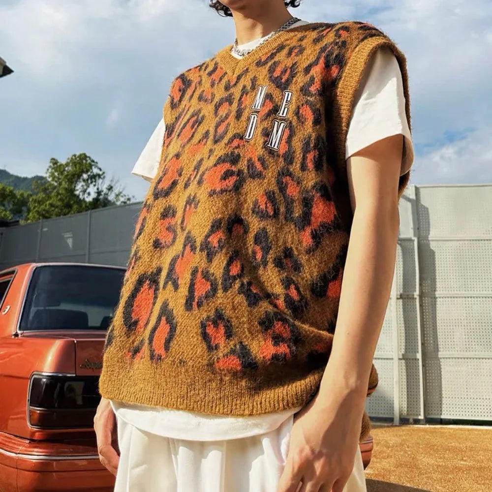 MEDM Leopard Knit Vest