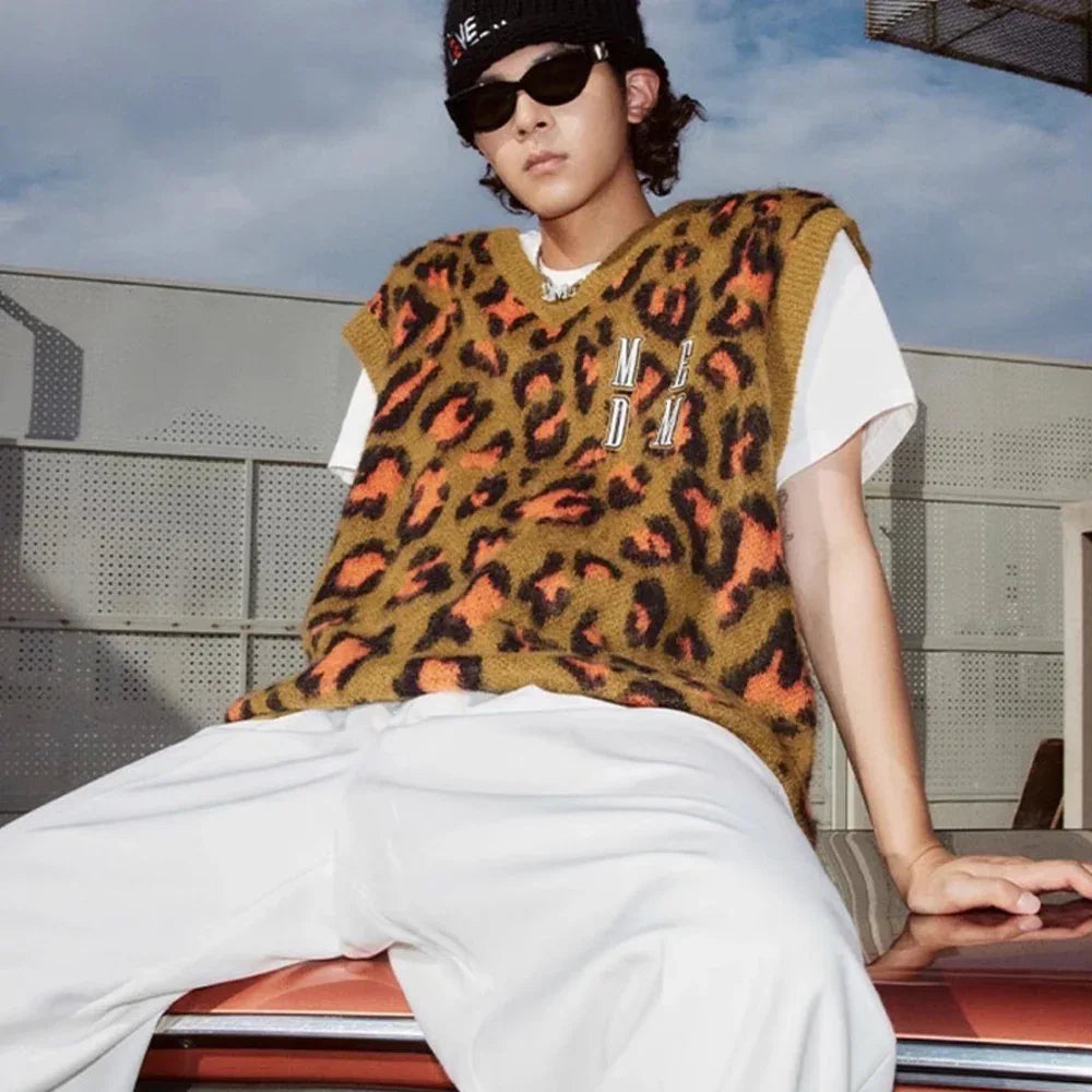 MEDM Leopard Knit Vest