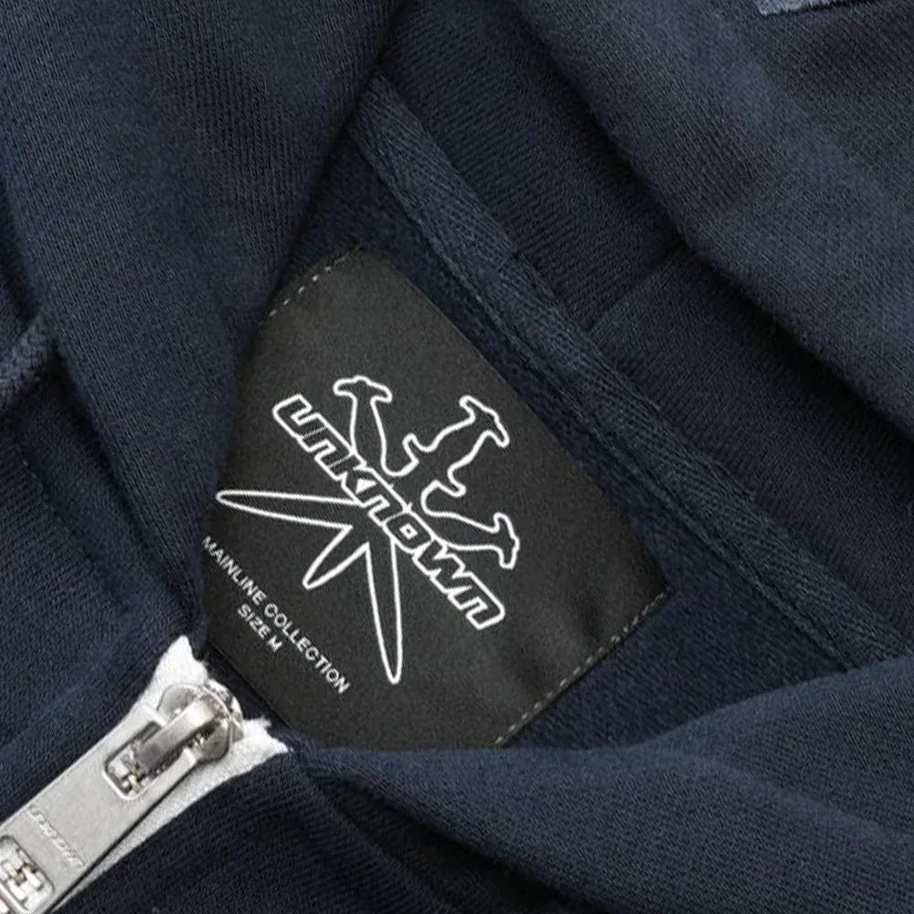 UNKNOWN LONDON Product Page - Cross Rhinestone Zip Up Hoodie