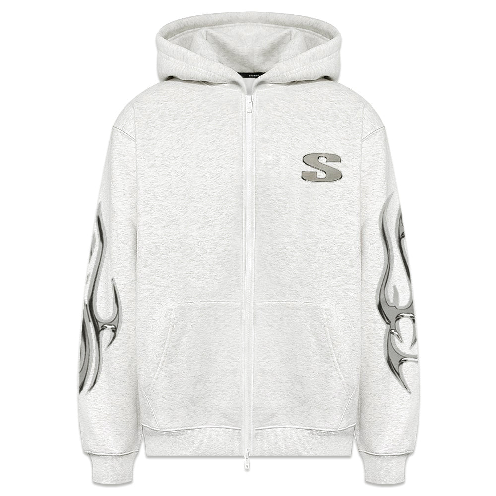 Chrome Flame Zip Hoodie